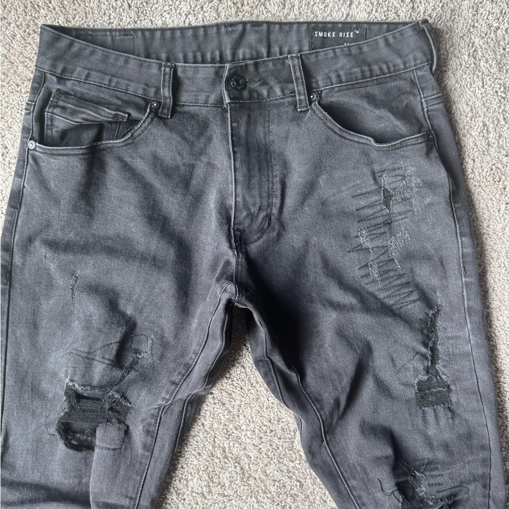 Smoke Rise Men's Distressed Black Jeans 34x36